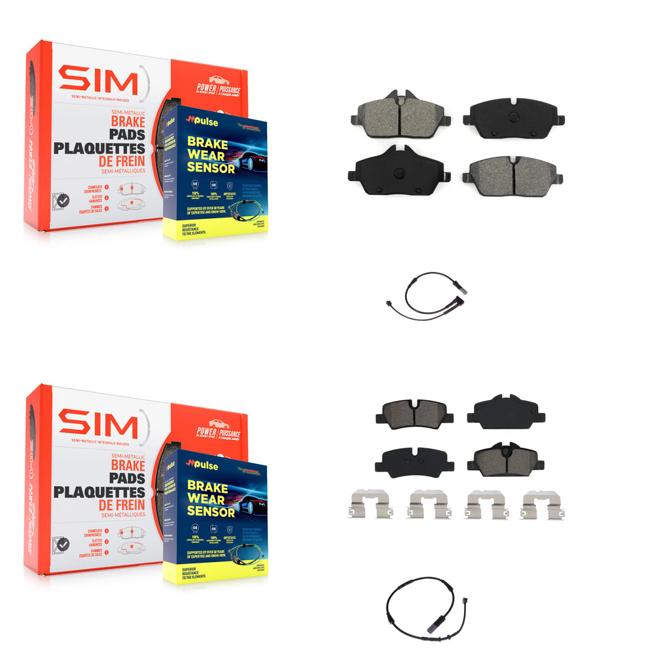 Front Rear Semi-Metallic Disc Brake Pads And Wear Sensors Kit For Mini Cooper KSW-100006