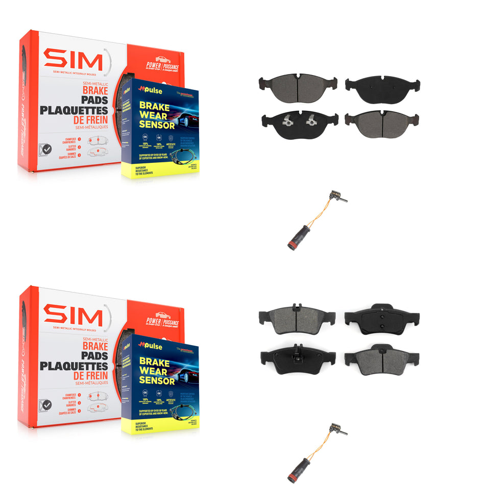 Front Rear Semi-Metallic Disc Brake Pad & Wear Sensor Kit For 2006 Mercedes-Benz E350 AWD KSW-100016