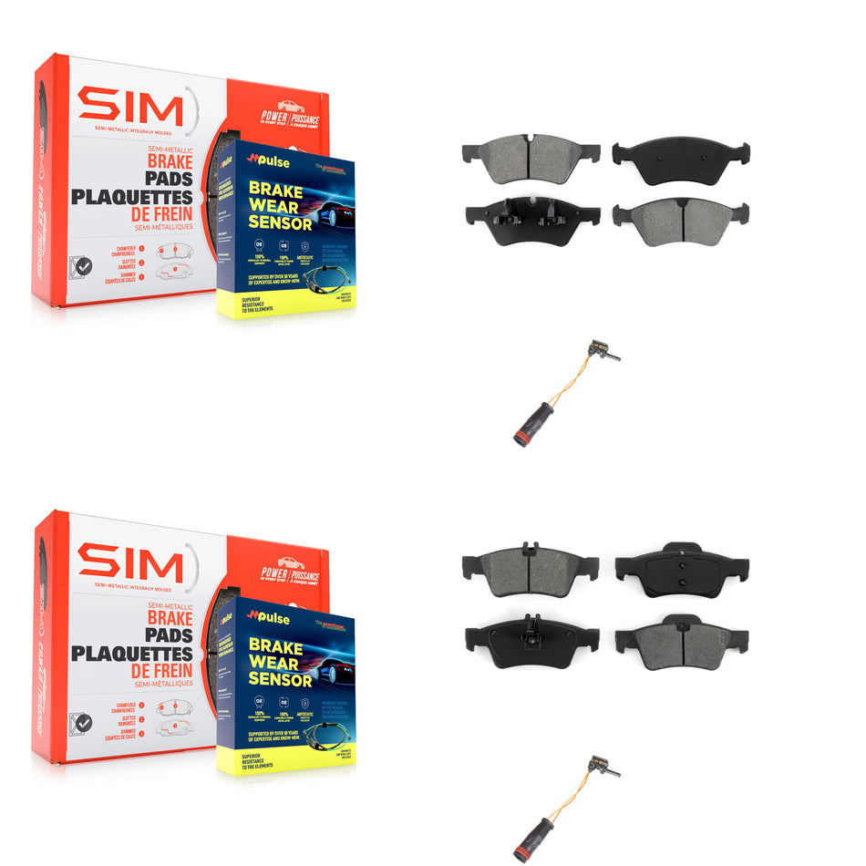Front Rear Semi-Metallic Disc Brake Pads And Wear Sensors Kit For Mercedes-Benz E350 AWD KSW-100017