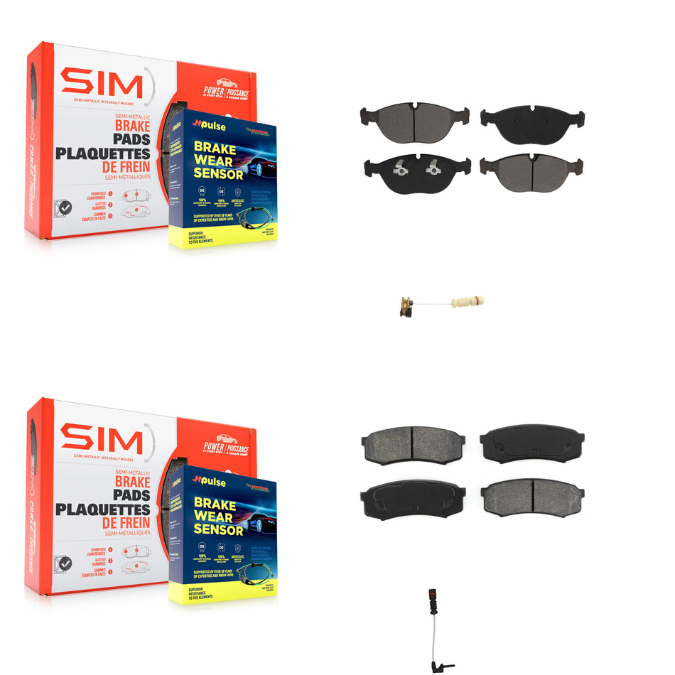 Front Rear Semi-Metallic Brake Pads & Wear Sensor Kit For 2000 Mercedes-Benz C43 AMG 4.3L KSW-100019