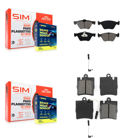 Front Rear Semi-Metallic Brake Pads & Extra Wear Sensor Kit For Mercedes-Benz E320 CLK320 KSW-100020