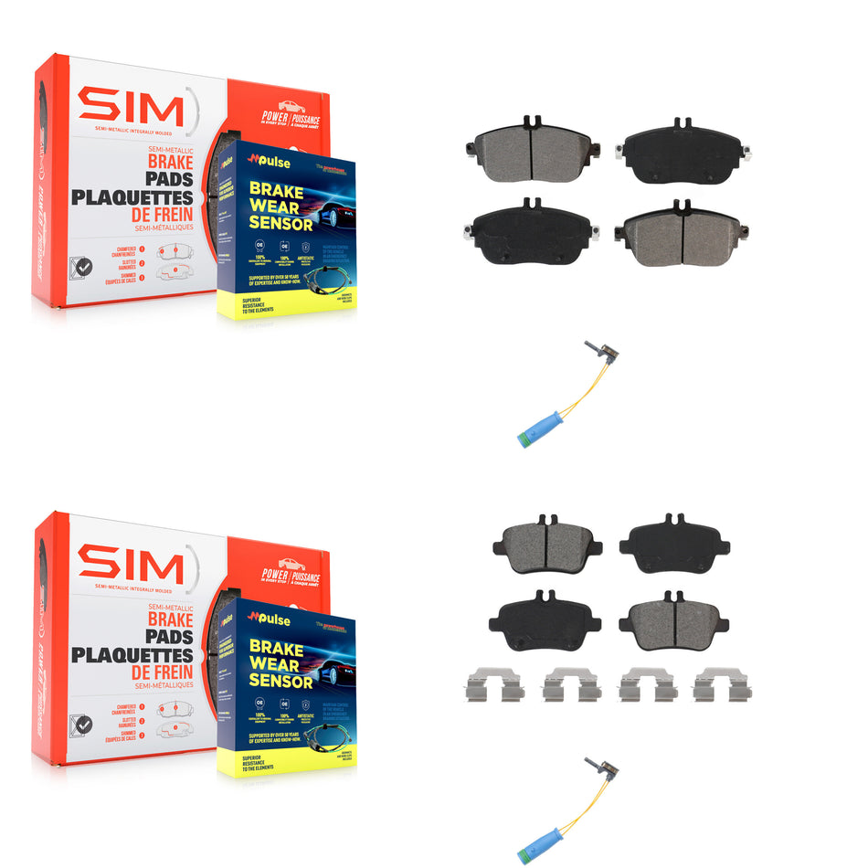 Front Rear Semi-Metallic Brake Pad & Wear Sensor Kit For Mercedes-Benz CLA250 GLA250 2.0L KSW-100023