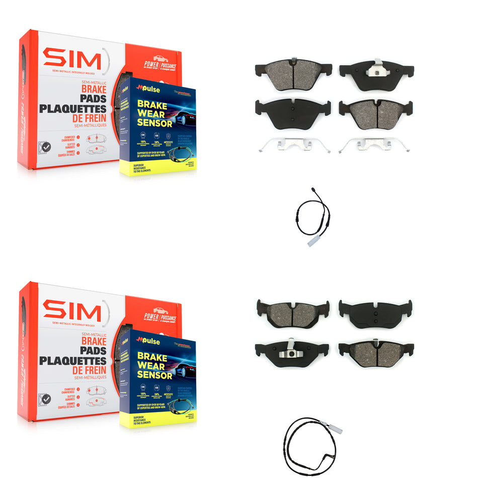 Front Rear Semi-Metallic Disc Brake Pads And Wear Sensors Kit For BMW 128i 3.0L KSW-100034