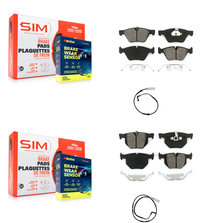 Front Rear Semi-Metallic Disc Brake Pads And Wear Sensors Kit For 2006 BMW 330i KSW-100039