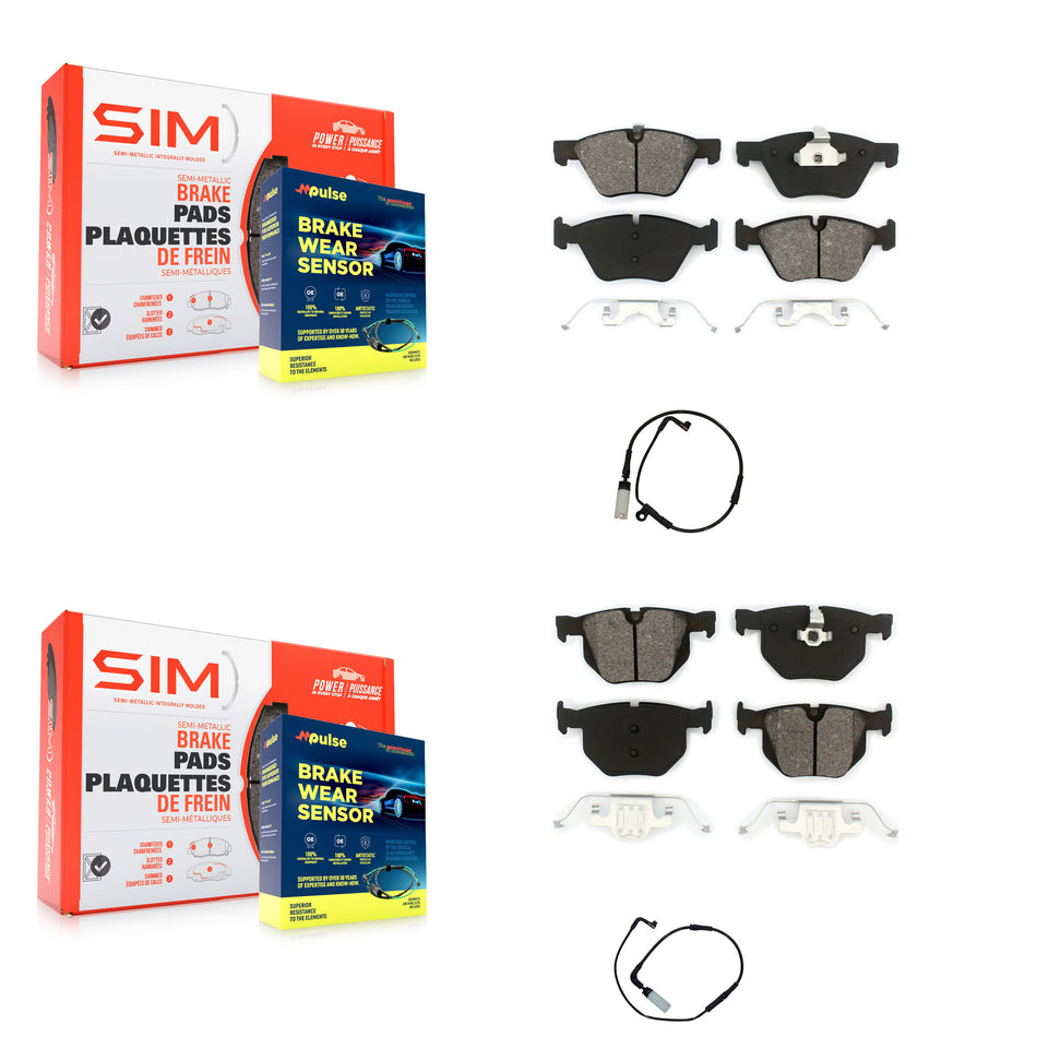 Front Rear Semi-Metallic Disc Brake Pads And Wear Sensors Kit For BMW 525i KSW-100040