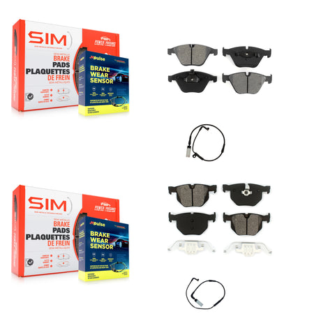 Front Rear Semi-Metallic Brake Pad And Wear Sensor Kit For BMW 530i 528i xDrive 525i 535i KSW-100041