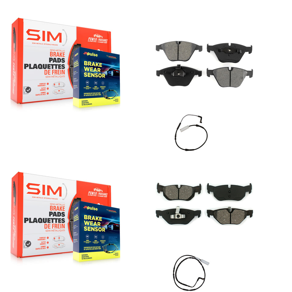 Front Rear Semi-Metallic Disc Brake Pads And Wear Sensors Kit For BMW 323i 328i KSW-100042