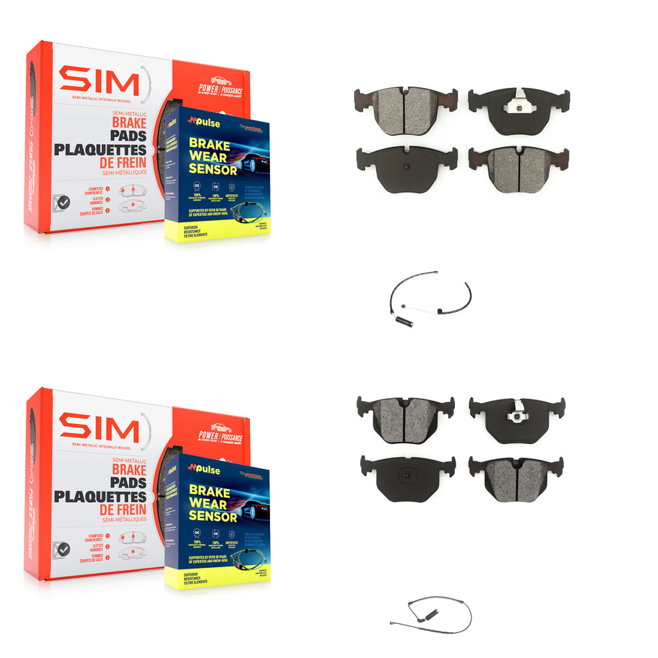 Front Rear Semi-Metallic Disc Brake Pads And Wear Sensors Kit For BMW X5 KSW-100044