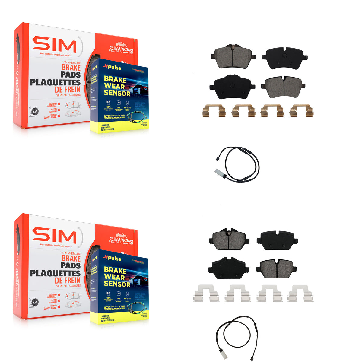 Front Rear Semi-Metallic Brake Pad And Wear Sensor Kit For Mini Cooper Countryman Paceman KSW-100053