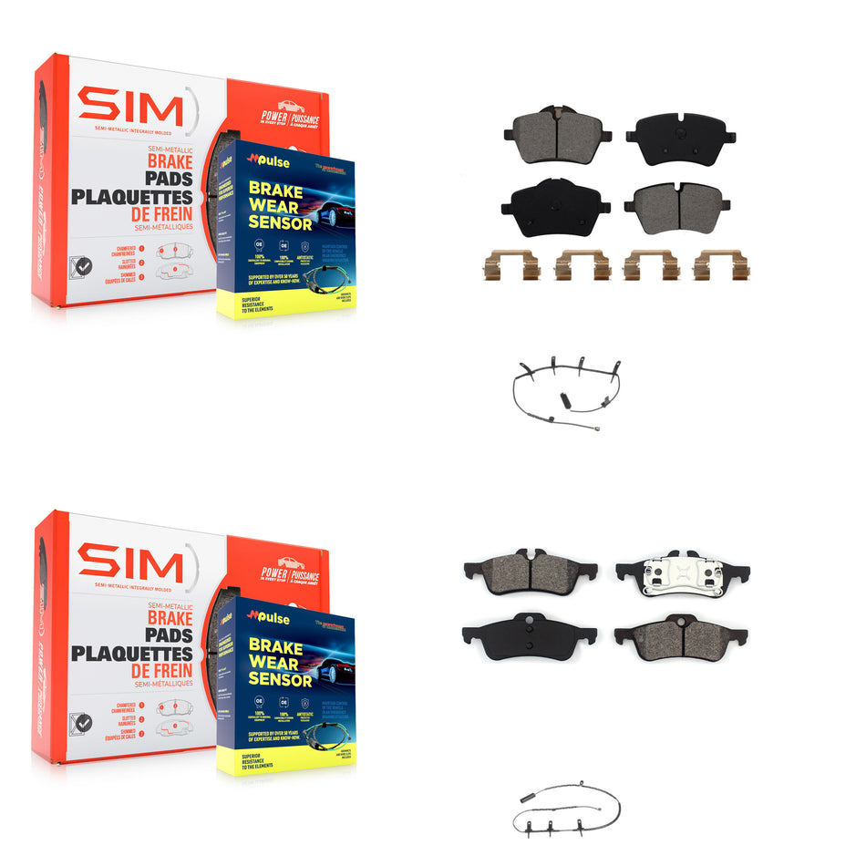 Front Rear Semi-Metallic Disc Brake Pads And Wear Sensors Kit For Mini Cooper KSW-100054