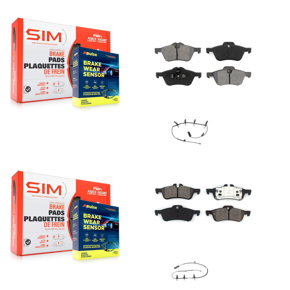 Front Rear Semi-Metallic Disc Brake Pads And Wear Sensors Kit For Mini Cooper KSW-100055