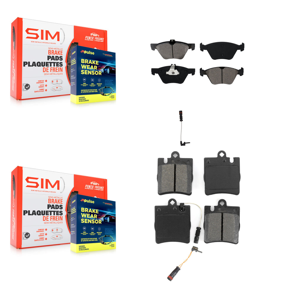 Front Rear Semi-Metallic Disc Brake Pads & Extra Wear Sensor Kit For Mercedes-Benz CLK320 KSW-100065