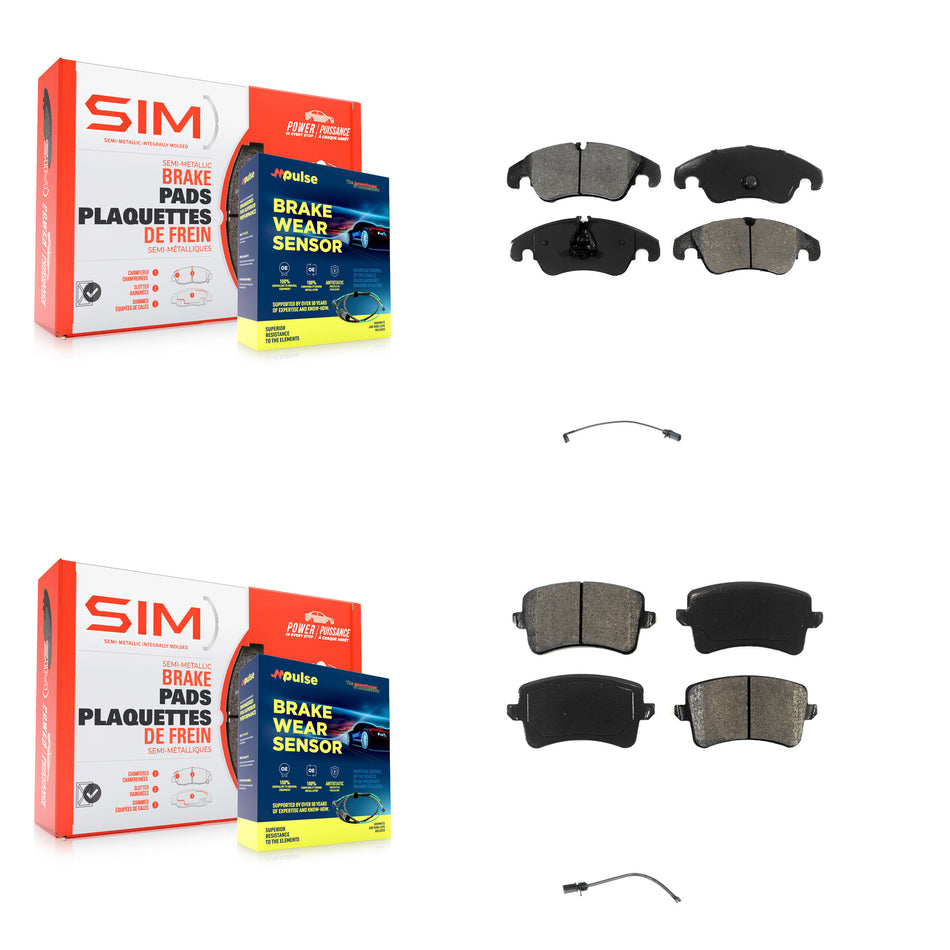 Front Rear Semi-Metallic Disc Brake Pads And Wear Sensors Kit For Audi Q5 KSW-100073