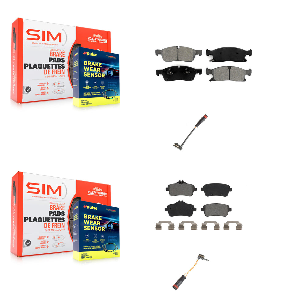 Front Rear Semi-Metallic Brake Pads Wear Sensor Kit For Mercedes-Benz ML350 GLE350 GLE400 KSW-100076