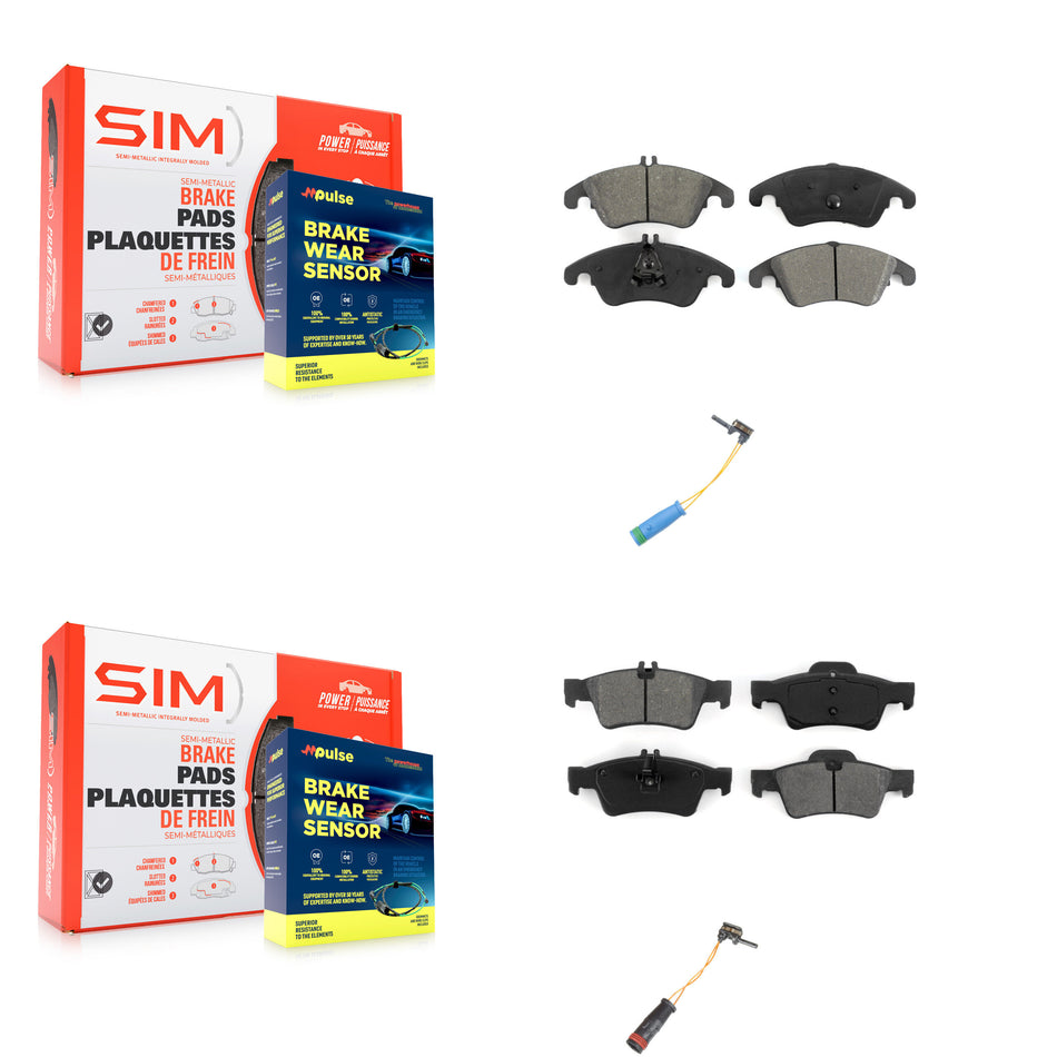 Front Rear Semi-Metallic Disc Brake Pads And Wear Sensors Kit For Mercedes-Benz E400 KSW-100080