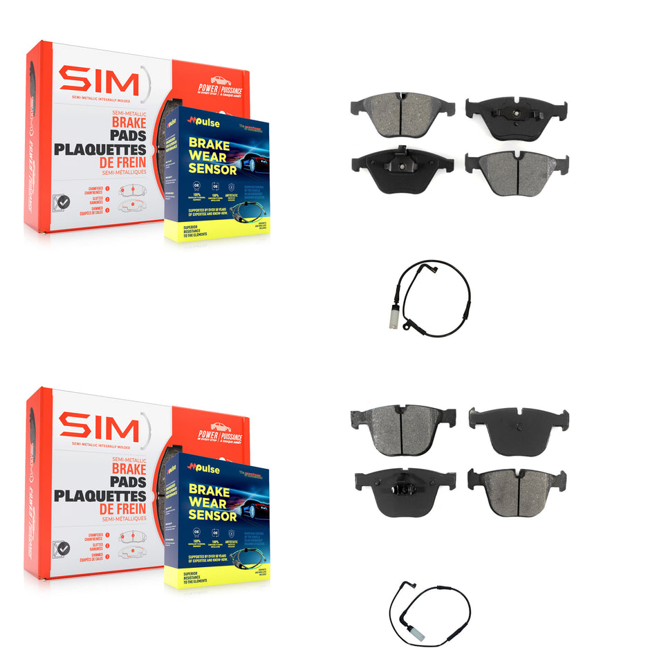 Front Rear Semi-Metallic Disc Brake Pads And Wear Sensors Kit For BMW 550i 545i 645Ci KSW-100091
