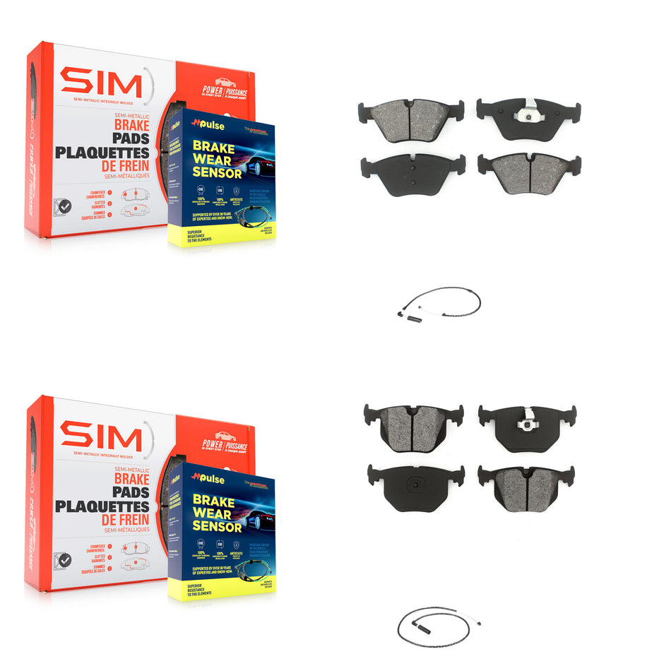 Front Rear Semi-Metallic Disc Brake Pads And Wear Sensors Kit For 2004-2010 BMW X3 KSW-100100