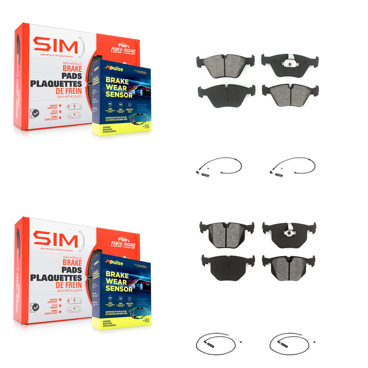 Front Rear Semi-Metallic Disc Brake Pads And Wear Sensors Kit For 2004-2010 BMW X3 KSW-100103