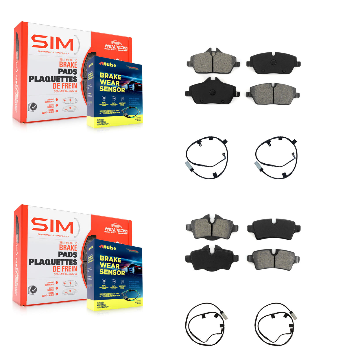 Front Rear Semi-Metallic Disc Brake Pads And Wear Sensors Kit For Mini Cooper KSW-100110