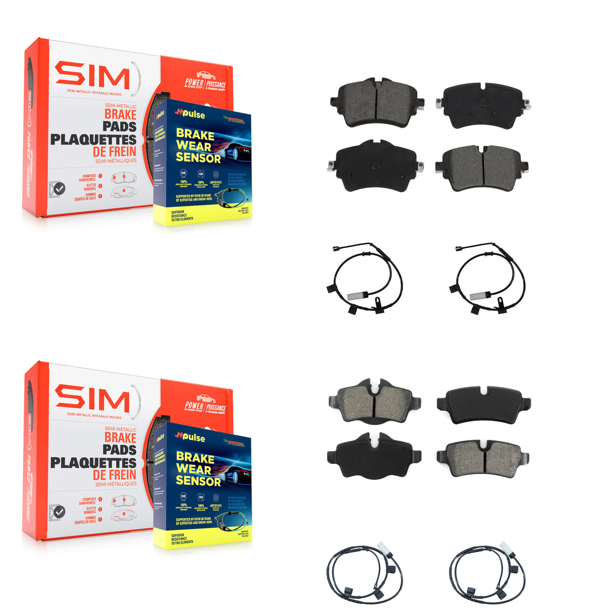 Front Rear Semi-Metallic Disc Brake Pads And Wear Sensors Kit For 2015 Mini Cooper 1.6L KSW-100119