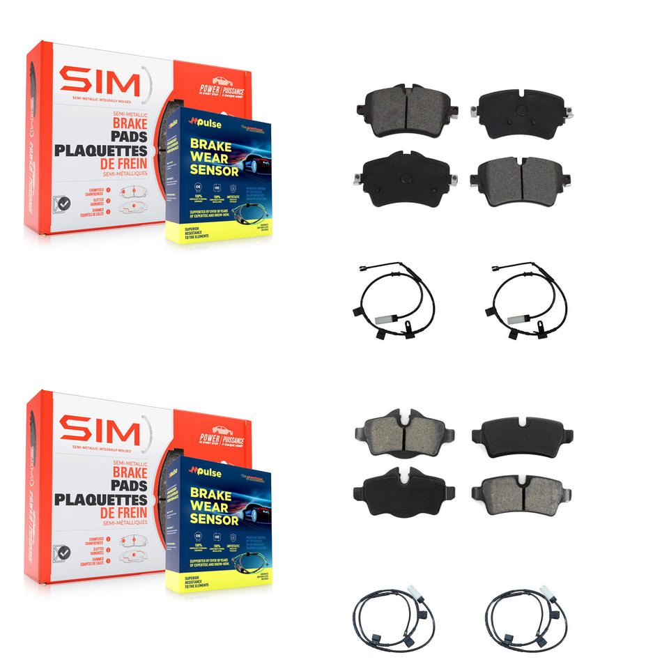 Front Rear Semi-Metallic Disc Brake Pads And Wear Sensors Kit For 2015 Mini Cooper 1.6L KSW-100119