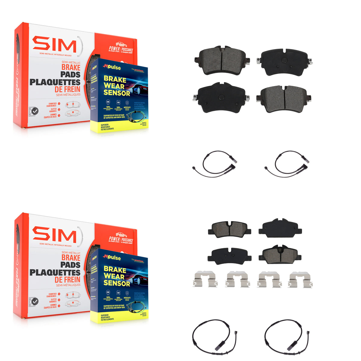 Front Rear Semi-Metallic Disc Brake Pads And Wear Sensors Kit For Mini Cooper KSW-100120