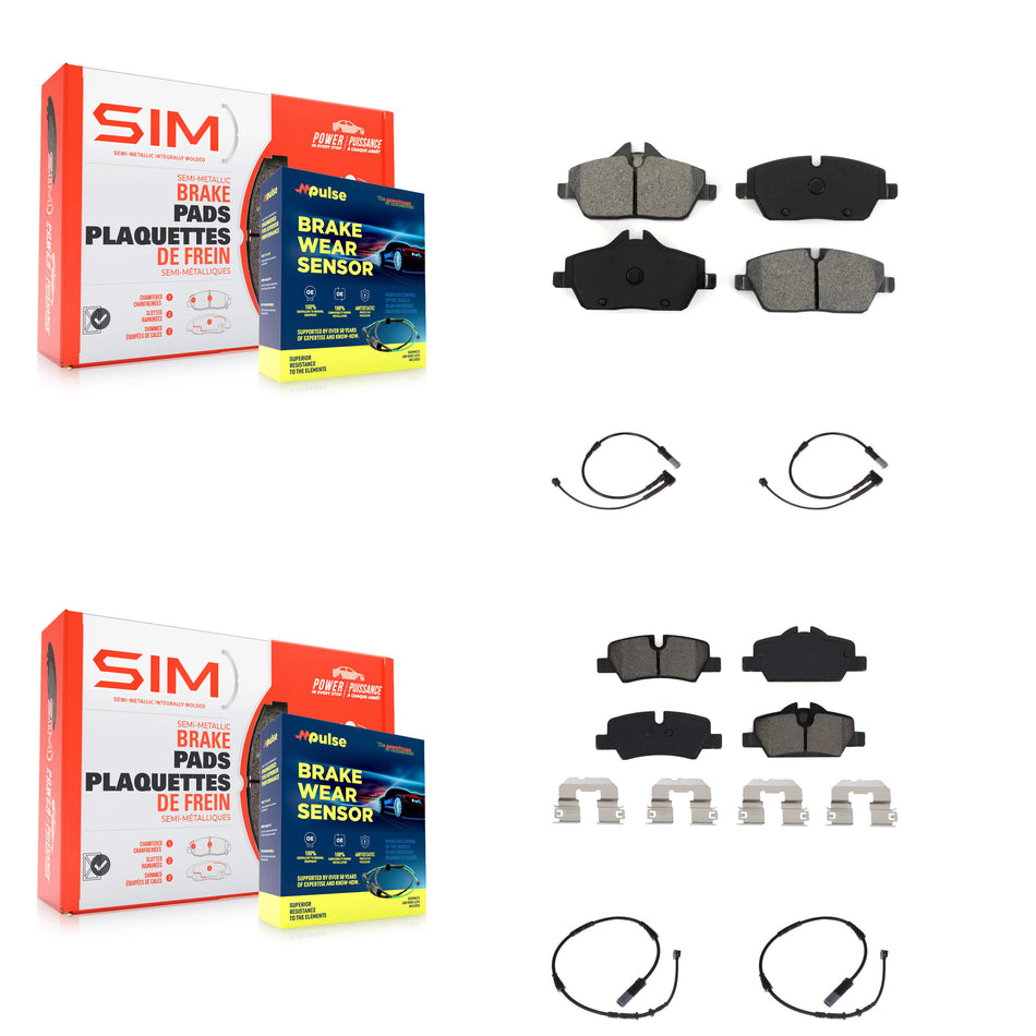 Front Rear Semi-Metallic Disc Brake Pads And Wear Sensors Kit For Mini Cooper KSW-100122