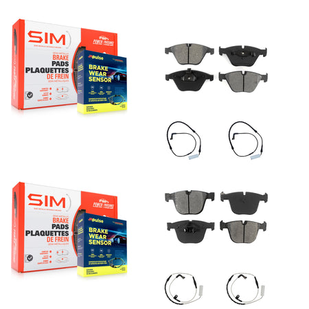 Front Rear Semi-Metallic Brake Pads & Wear Sensor Kit For BMW 750i 750Li 745i 745Li 760Li KSW-100124