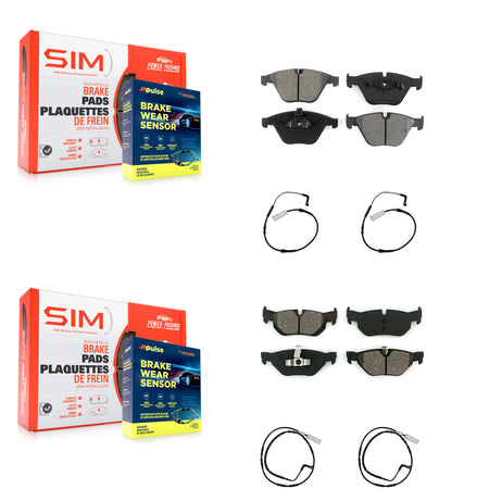 Front Rear Semi-Metallic Disc Brake Pads And Wear Sensors Kit For BMW 323i 328i KSW-100127