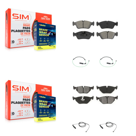 Front Rear Semi-Metallic Disc Brake Pads And Wear Sensor Kit For 2001-2005 BMW 325xi 2.5L KSW-100136