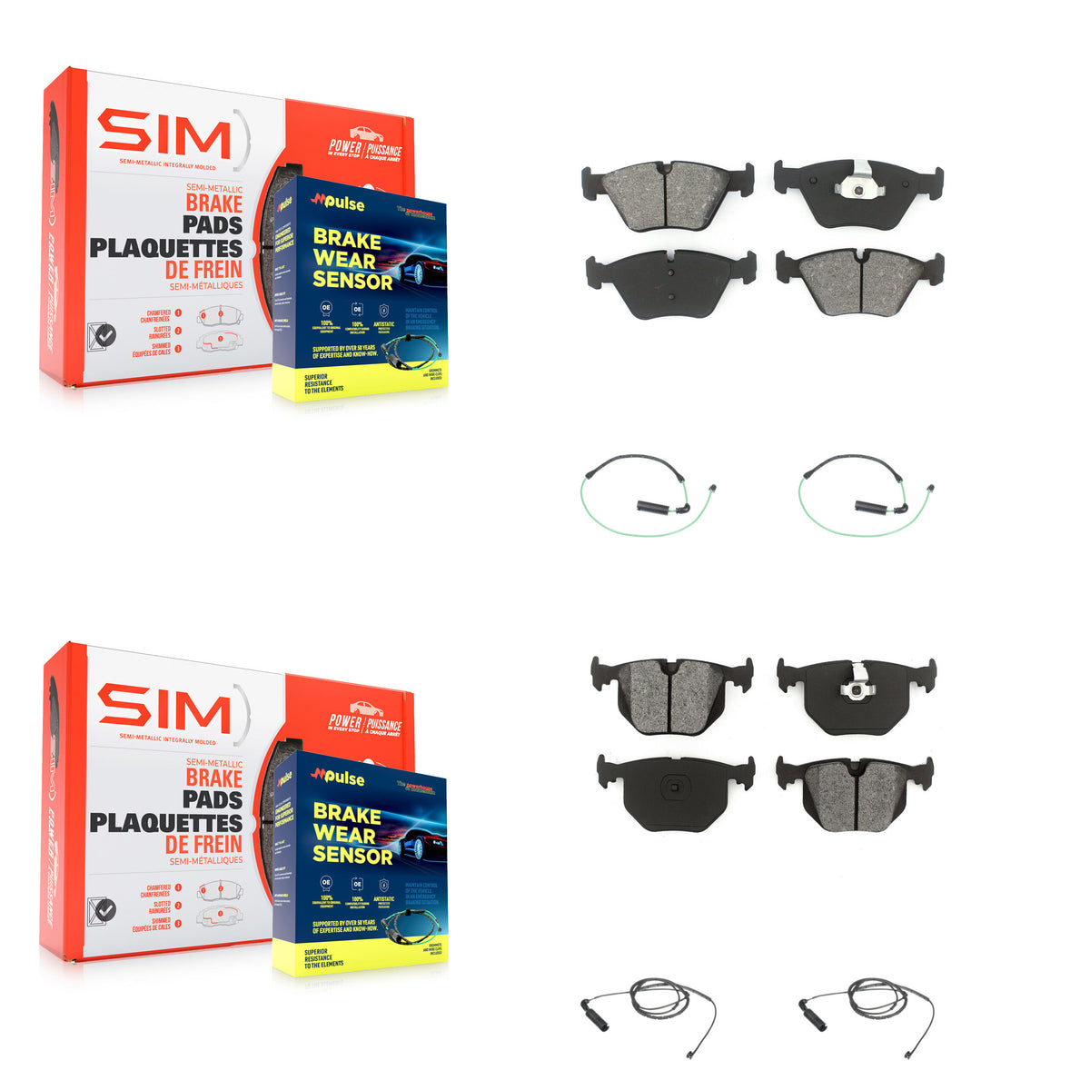 Front Rear Semi-Metallic Disc Brake Pad And Wear Sensor Kit For BMW 330Ci 330i 330xi 3.0L KSW-100138