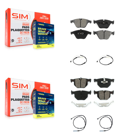 Front Rear Semi-Metallic Disc Brake Pads And Wear Sensors Kit For BMW 335i 335is 335d KSW-100139