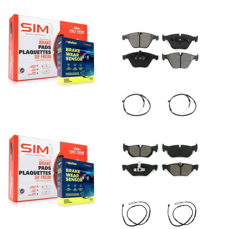 Front Rear Semi-Metallic Brake Pads Wear Sensor Kit For 13 BMW X1 xDrive28i with AWD 2.0L KSW-100144