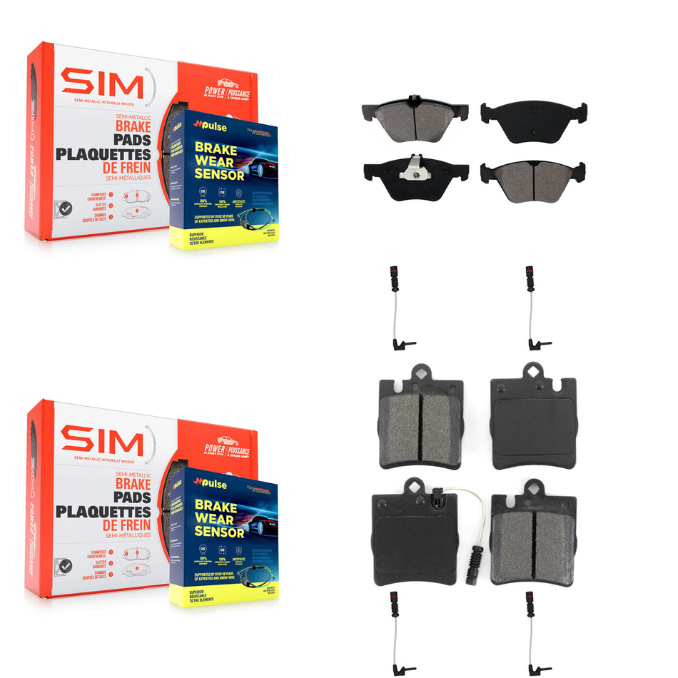 Front Rear Semi-Metallic Brake Pads & Extra Wear Sensor Kit For Mercedes-Benz E320 CLK320 KSW-100147