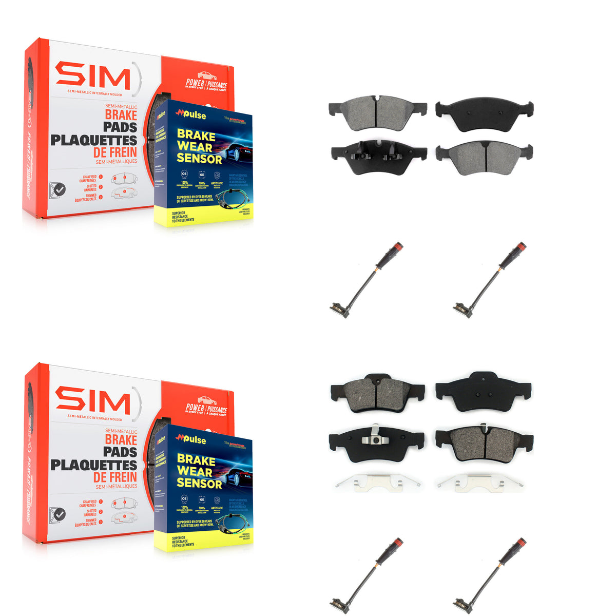 Front Rear Semi-Metallic Brake Pad Wear Sensor Kit For Mercedes-Benz ML350 R350 GL450 G55 KSW-100155