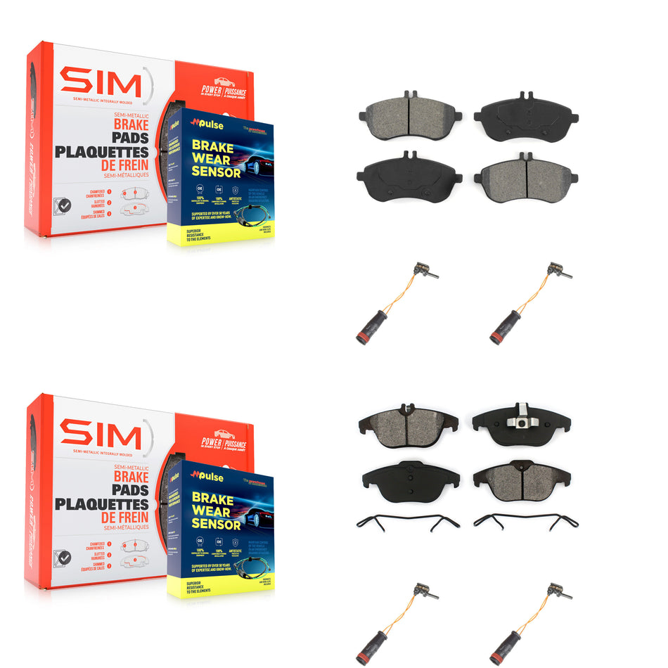 Front Rear Semi-Metallic Disc Brake Pads Wear Sensor Kit For Mercedes-Benz C300 C250 C230 KSW-100160