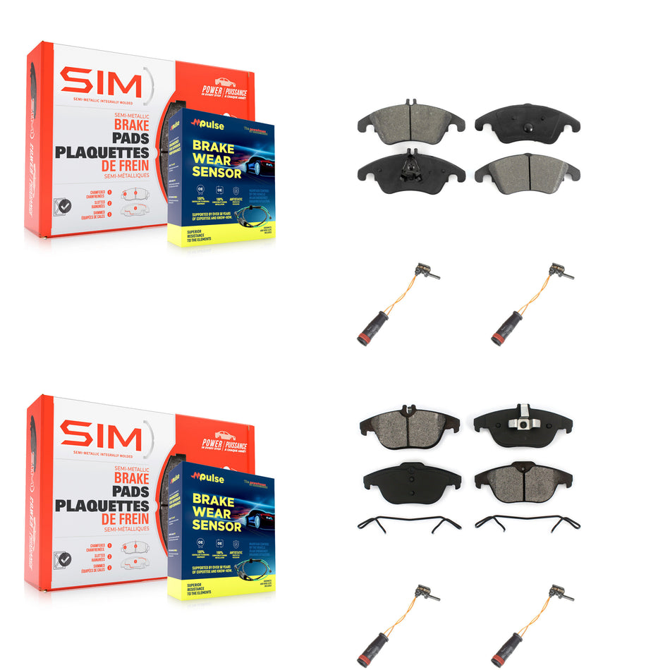 Front Rear Semi-Metallic Brake Pads Wear Sensor Kit For Mercedes-Benz C300 C350 E350 E550 KSW-100161