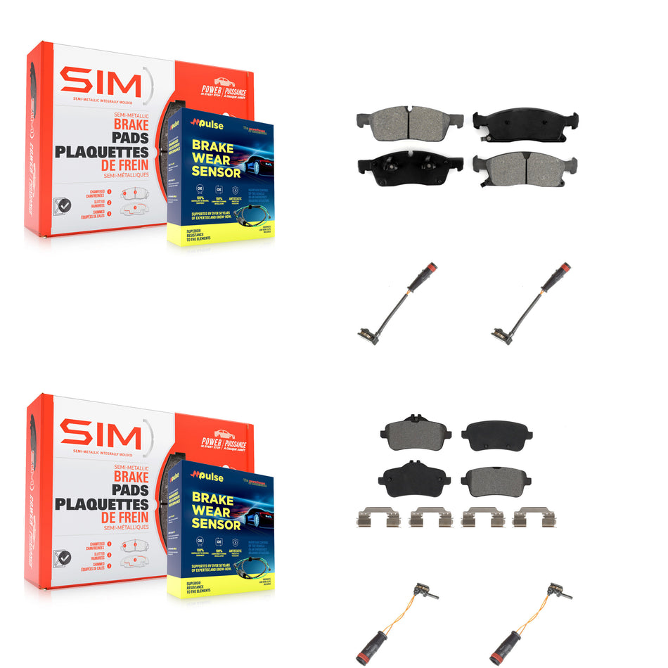 Front Rear Semi-Metallic Brake Pads Wear Sensor Kit For Mercedes-Benz ML350 GLE350 GLE400 KSW-100164