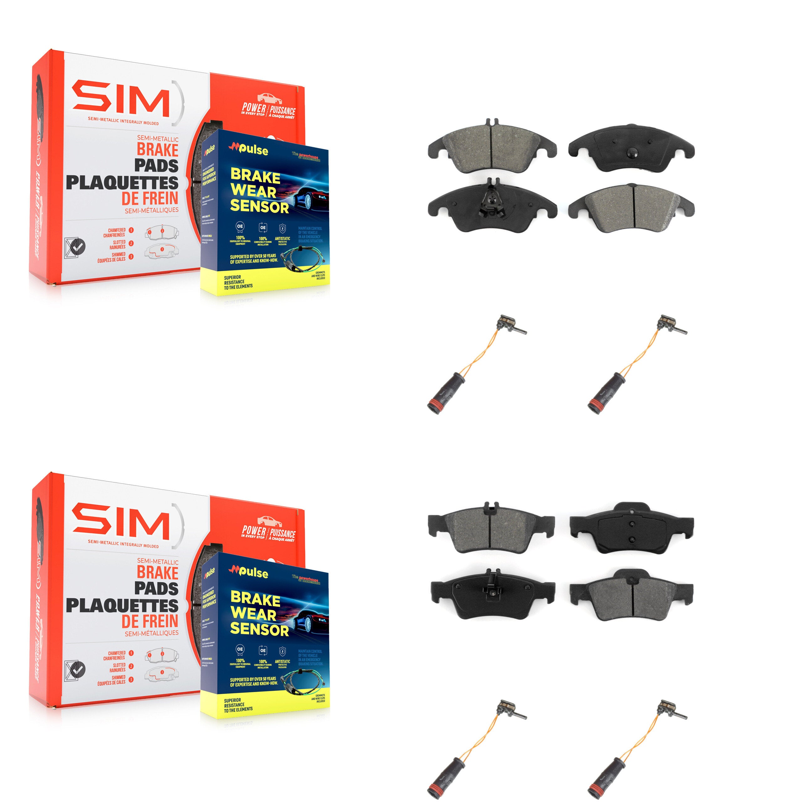Front Rear Semi-Metallic Brake Pad And Wear Sensor Kit For Mercedes-Benz E350 E250 CLS400 KSW-100168