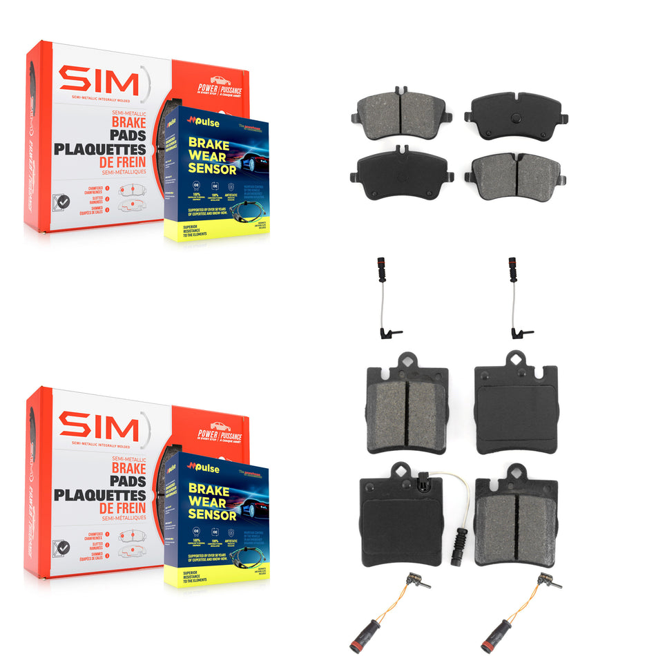 Front Rear Semi-Metallic Disc Brake Pads & Extra Wear Sensor Kit For Mercedes-Benz CLK320 KSW-100182