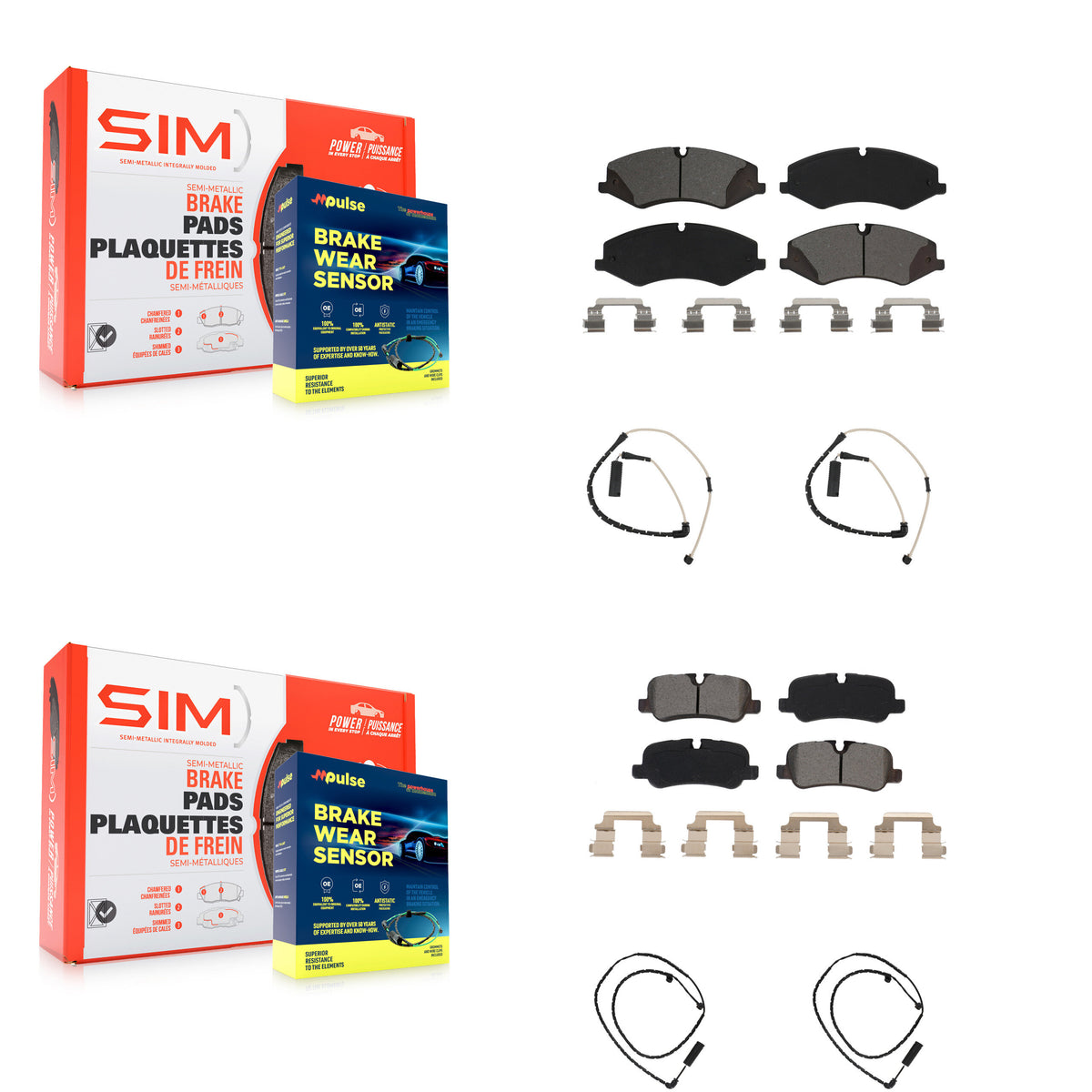 Front Rear Semi-Metallic Disc Brake Pads And Wear Sensors Kit For Land Rover Range KSW-100188