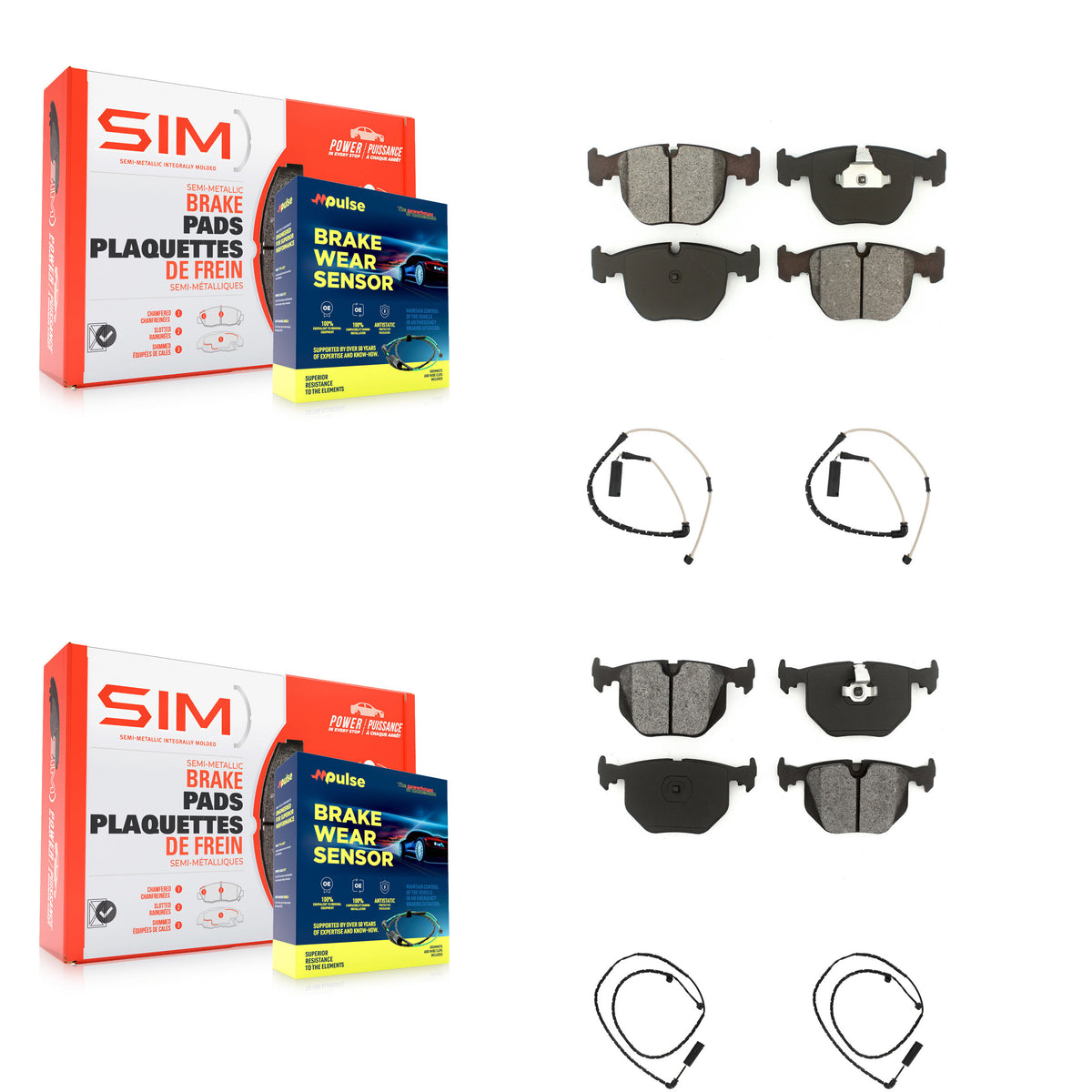 Front Rear Semi-Metallic Disc Brake Pads And Wear Sensors Kit For Land Rover Range KSW-100189