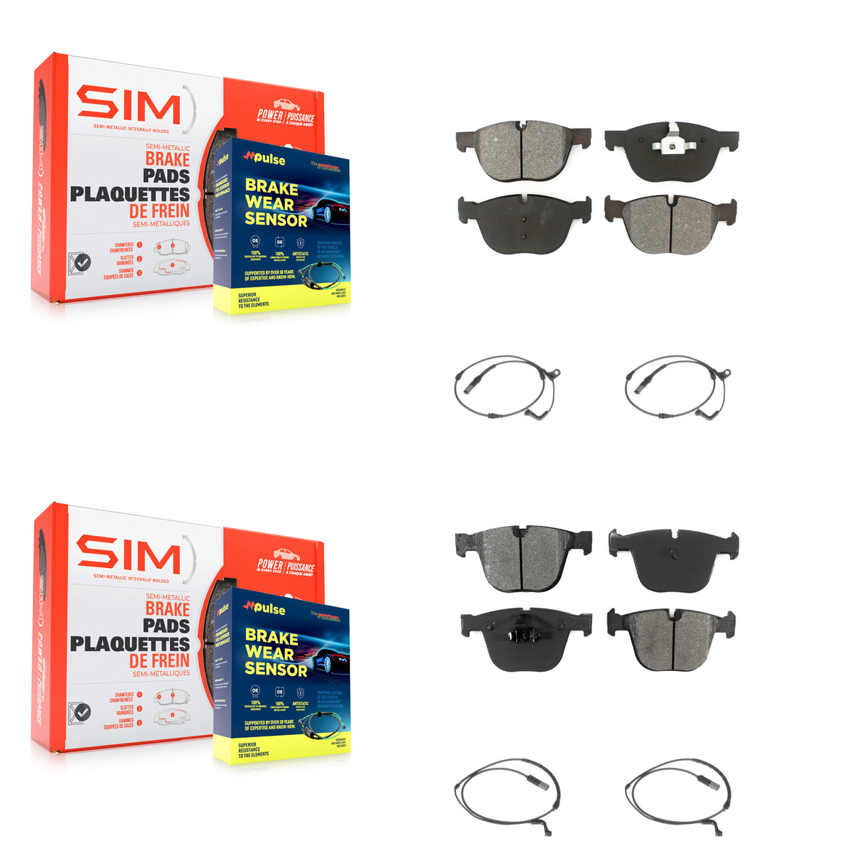 Front Rear Semi-Metallic Disc Brake Pads And Wear Sensors Kit For BMW X5 X6 KSW-100191