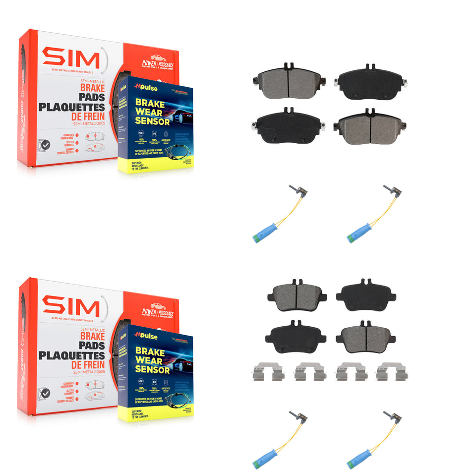 Front Rear Semi-Metallic Brake Pad & Wear Sensor Kit For Mercedes-Benz CLA250 GLA250 2.0L KSW-100192