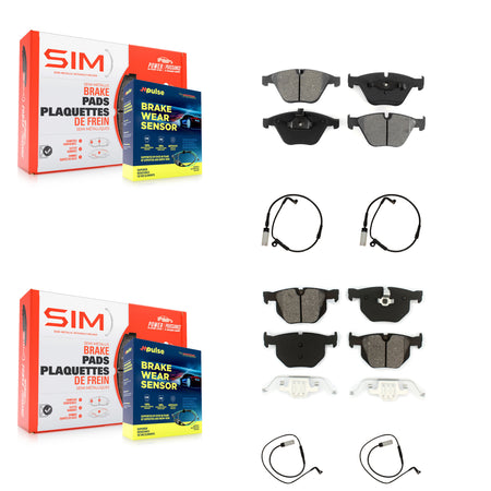 Front Rear Semi-Metallic Brake Pads & Wear Sensor Kit For BMW 535i xDrive Wagon with 3.0L KSW-100193