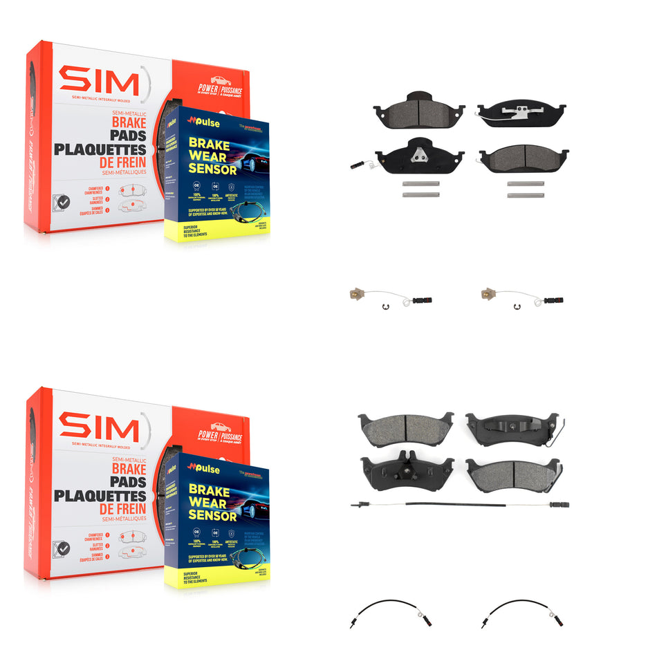 Front Rear Semi-Metallic Brake Pads & Extra Wear Sensor Kit For Mercedes-Benz ML320 ML350 KSW-100196