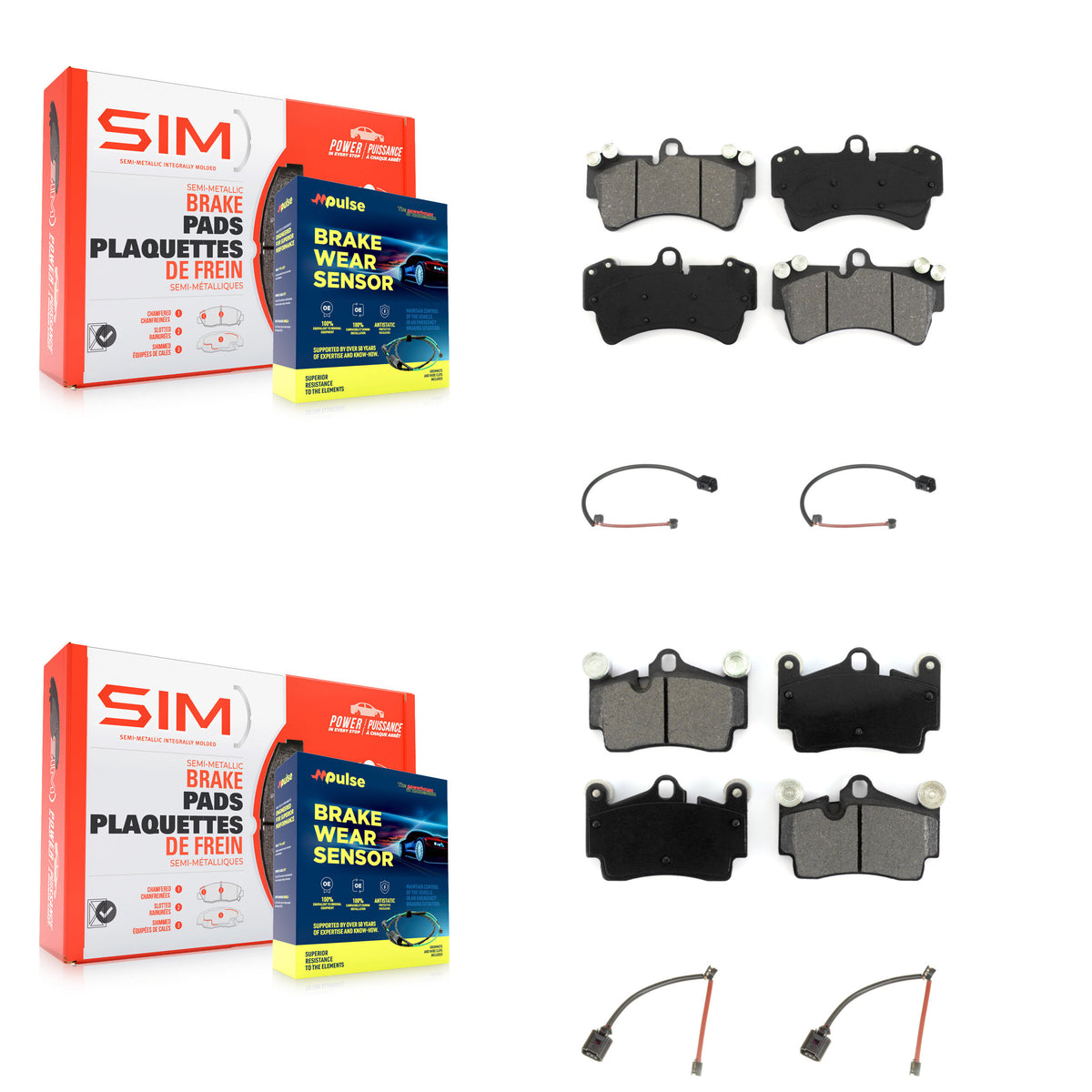 Front Rear Semi-Metallic Disc Brake Pads And Wear Sensors Kit For Audi Q7 Porsche Cayenne KSW-100200