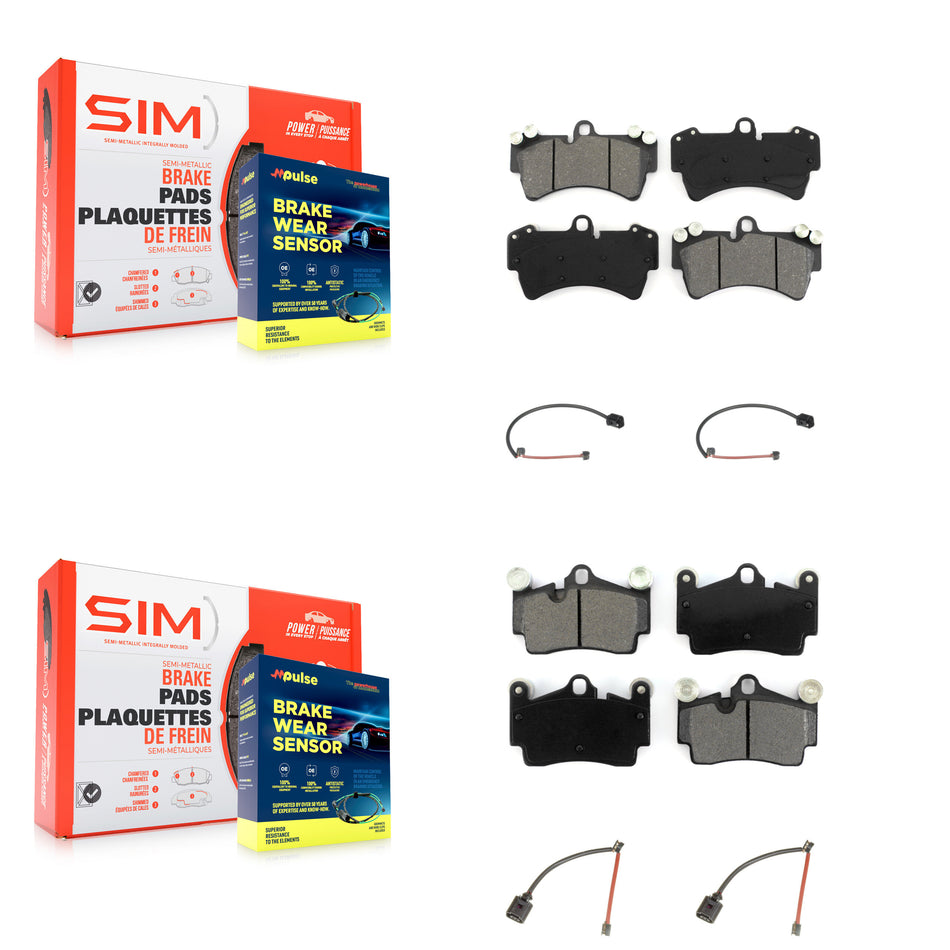Front Rear Semi-Metallic Disc Brake Pads And Wear Sensors Kit For Audi Q7 Porsche Cayenne KSW-100200