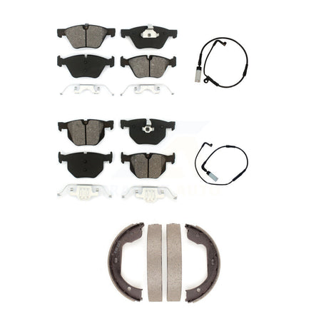Front Rear Semi-Metallic Disc Brake Pads And Wear Sensors Kit (5Pc) For BMW 525i KSW-100210