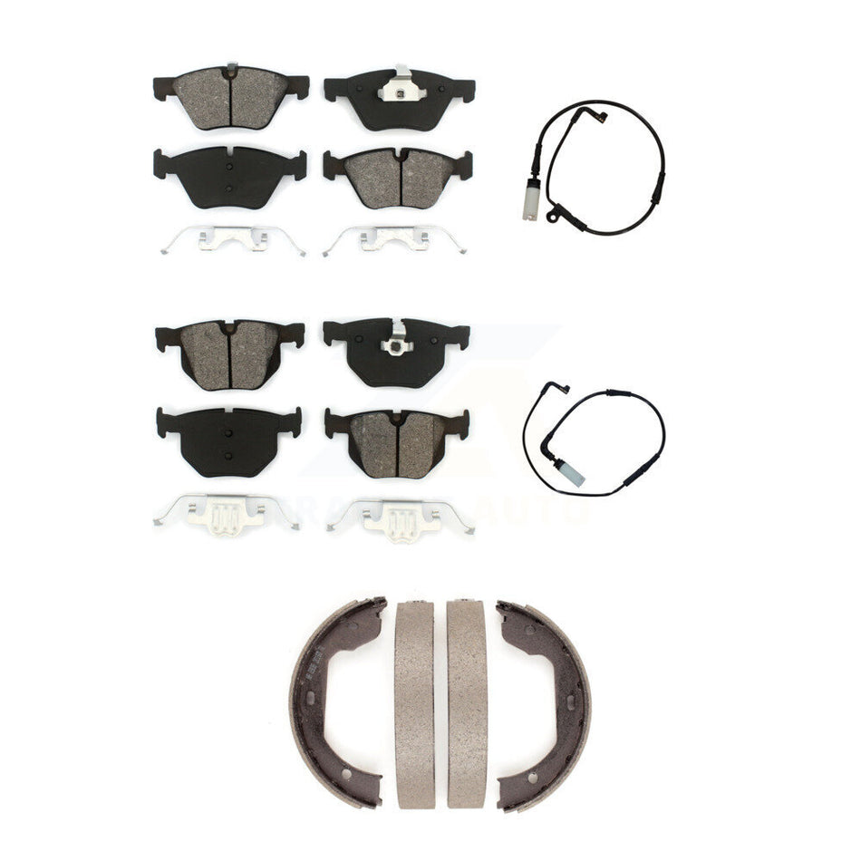 Front Rear Semi-Metallic Disc Brake Pads And Wear Sensors Kit (5Pc) For BMW 525i KSW-100210
